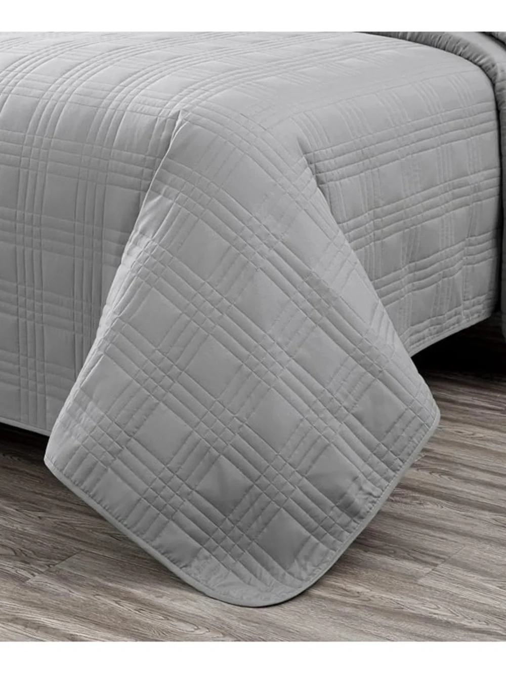 Gray Quilted king 3 piece Bedspread Set